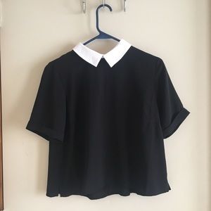 Forever 21 Collared Cropped Short Sleeved Blouse